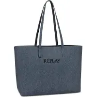 Replay sac à épaule sac shopper Shopper Blue Denim + Black Denim bleu gris
