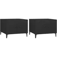 vidaXL Tables basses avec pieds en métal 2 pcs. noir 50x50x40 cm