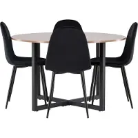 Ebuy24 Durango ensemble pour salle à manger table noyerReproduction et 4 Polar chaises noir.
