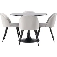 Ebuy24 Glade ensemble pour salle à manger table noir et 4 Velvet chaises gris.
