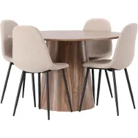 Ebuy24 Lanzo ensemble pour salle à manger table naturel et 4 Polar chaises beige.