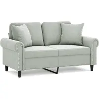 vidaXL Canapé 2 places avec oreillers gris clair 120 cm velours