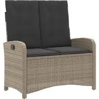 vidaXL Banc inclinable de jardin et coussins gris clair résine tressée