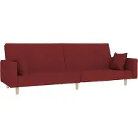 vidaXL Canapé-lit à 2 places avec deux oreillers rouge bordeaux tissu