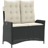vidaXL Banc de jardin Réglable avec coussins Noir Poly Rattan