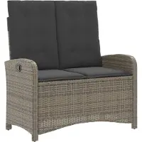vidaXL Banc de jardin Réglable avec coussins Poly Rattan Gris et Gris foncé