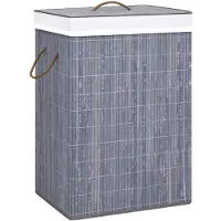 vidaXL Panier à linge avec 2 sections bambou gris 72 L