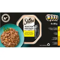 Sheba Selection Poultry Flavours plateaux 32x85 g nourriture complète humide pour chats adultes en sauce avec du poulet et de la dinde, poulet, volaille, dinde