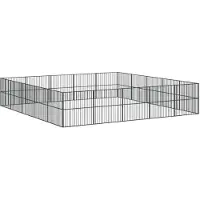 DKD Home Decor Parc pour chiens 20 pcs. noir Acier galvanisé