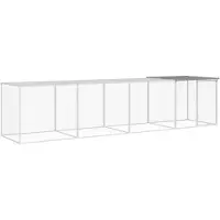 vidaXL Cage à poules avec toit gris clair 403x98x90 cm Acier galvanisé