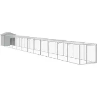 vidaXL Cage à poules avec enclos gris clair 117x1221x123 cm Acier galvanisé
