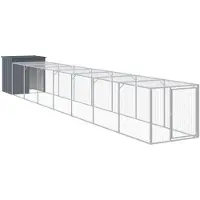 vidaXL Poulailler avec parcours 110x813x110 cm acier galvanisé anthracite