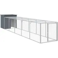 vidaXL Cage à poules avec enclos Anthracite 110x609x110 cm Acier galvanisé