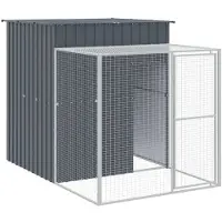 vidaXL Poulailler avec parcours 165x251x181 cm acier galvanisé anthracite
