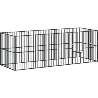 vidaXL Parc pour chiens 8 pcs. noir Acier galvanisé
