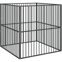 vidaXL Parc pour chiens 4 pièces noir Acier galvanisé