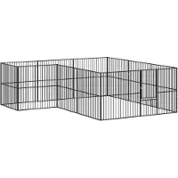 DKD Home Decor Parc pour chiens 12 pcs. noir Acier galvanisé