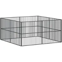 vidaXL Parc pour chiens 8 pcs. noir Acier galvanisé