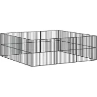 vidaXL Parc pour chiens 12 pcs. noir Acier galvanisé