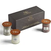 Woodwick Fireside + White Teak + Sand & Driftwood coffret cadeau 3x85 g