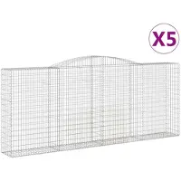 vidaXL Gabions avec arc surélevé 5 pcs. 400x50x160/180cm Fer galvanisé