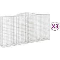 vidaXL Gabions avec arc surélevé 3 pcs. 400x50x200/220cm Fer galvanisé