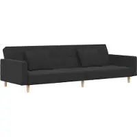 vidaXL Canapé-lit à 2 places avec deux oreillers Gris foncé Tissu