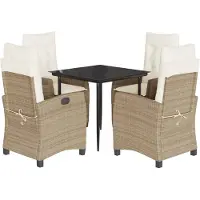 vidaXL Ensemble à manger de jardin avec coussins 5pcs Beige poly rotin