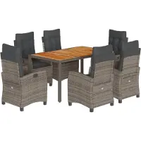 vidaXL Ensemble de jardin 7 pièces avec coussins Gris Poly rotin