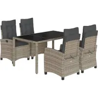 vidaXL Ensemble de jardin 5 pièces avec coussins Gris Poly rotin