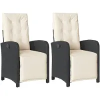 vidaXL Fauteuil de jardin avec repose-pieds 2 pcs. Réglable Noir Poly Rattan