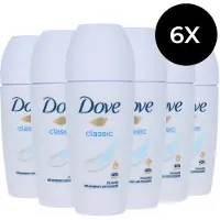 Dove 6 roll-ons déodorants 50 ml, version classique