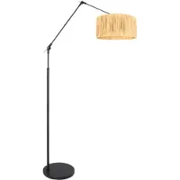 Steinhauer Lampadaire orientable Prestige Chic noir avec abat-jour paille