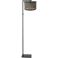 Steinhauer Lampadaire Stang noir avec abat-jour en bambou
