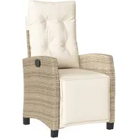 vidaXL Fauteuil de jardin avec repose-pieds Réglable Beige Poly Rattan