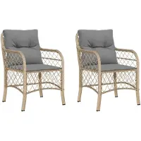 vidaXL Chaises de jardin avec coussins 2 pcs. Mélange de beige Poly Rattan