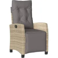 vidaXL Fauteuil de jardin avec repose-pieds Réglable Mélange de beige Poly rotin