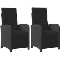 vidaXL Fauteuil de jardin avec repose-pieds 2 pcs. Réglable Noir Poly Rattan