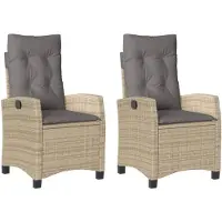 vidaXL Fauteuil de jardin Coussin 2pcs Réglable Mélange beige Poly rotin