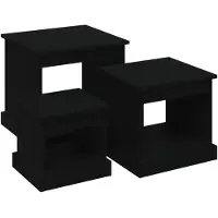 vidaXL Tables d'ensemble 3 pcs. noir bois composite