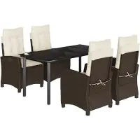 vidaXL Ensemble de jardin 5 pièces avec coussins Marron Poly rotin