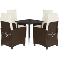 vidaXL Ensemble de jardin 5 pièces avec coussins Marron Poly rotin