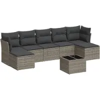 vidaXL Ensemble de jardin canapé 8 pièces avec coussins Gris Poly rotin