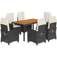 vidaXL Ensemble de jardin 7 pièces avec coussins Noir Poly Rattan