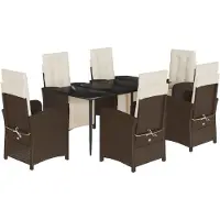 vidaXL Ensemble de jardin 7 pièces avec coussins Marron Poly rotin