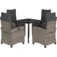 vidaXL Ensemble de jardin 5 pièces avec coussins Gris Poly rotin