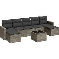 vidaXL Ensemble de jardin canapé 8 pièces avec coussins Gris Poly rotin