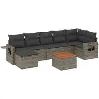 vidaXL Ensemble de jardin canapé 8 pièces avec coussins Gris Poly rotin