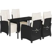 vidaXL Ensemble de jardin 5 pièces avec coussins Noir Poly Rattan
