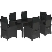 vidaXL Ensemble de jardin 7 pièces avec coussins Noir Poly Rattan
